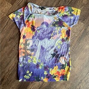 Jane Doe Mesh Floral Graphic Women's Top Large